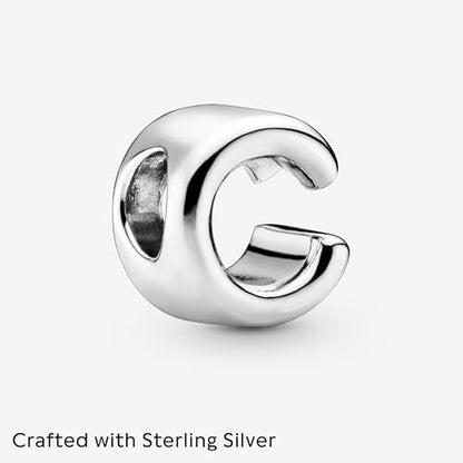 Pandora Alphabet Charm - Compatible Moments - Gift for Her - Made with Sterling Silver - with Gift Box - style: Letter C
