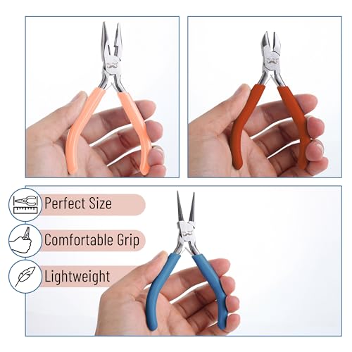 Mr. Pen- Pliers for Jewelry Making, 3 Pack, Chain Nose | Round Nose Pliers Set and Wire Cutter for Beading, Wire Wrapping, Jump Rings, Jewelry Repair, Crafting, DIY - color: Multicolor 1
