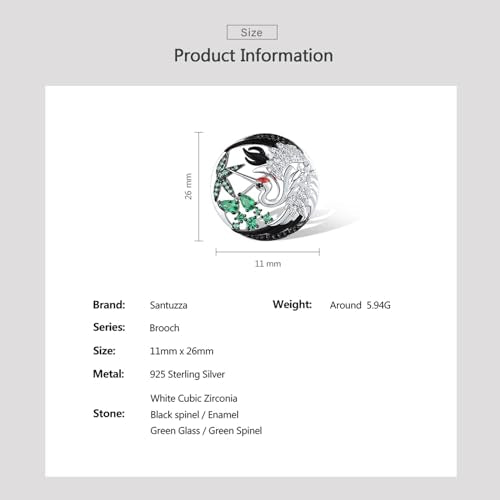 Santuzza 925 Sterling Silver Enamel Brooch Pin for Women - color: [B]Red Crowned Crane-Flying