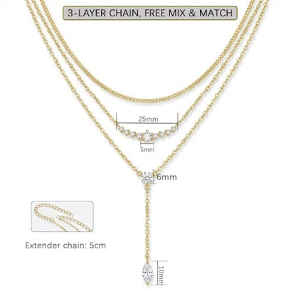 14k Gold Plated Layered Cubic Zirconia Pendant Necklace for Women | Gold Plated Clover Necklaces Stackable Dainty Cubic Zirconia Pendant Necklace，Mother's Day, Thanksgiving Jewelry Trendy gifts - color: Golden, style: Style4