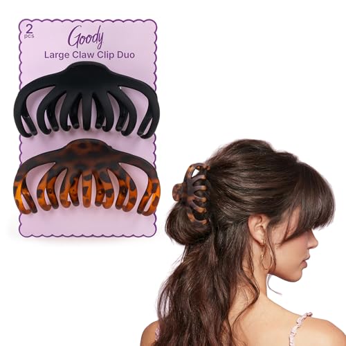 Goody SlideProof Large Hair Clips, Stylish, Secure Grip Octopus Claw Clips for Thick Hair, Styling Accessories for All Occasions & Longer Lengths, Gifts for Women & Girls, Black & Tortoiseshell, 2 Ct - style: Octopus