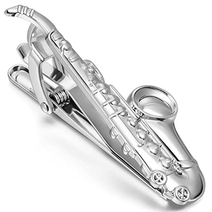 HAWSON 2 inch/ 2.2 inch Tie Clip for Men, Novelty Tie Bar Clip for Men and Boys, Interesting Tie Clip for Party - color: Sax