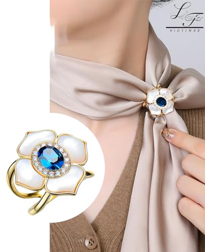 Scarf Rings Buckle And Slides For Women Scarves Pin Tshirt Ties Clip For The Side 3CP - color: Blue jewel silk scarf buckle