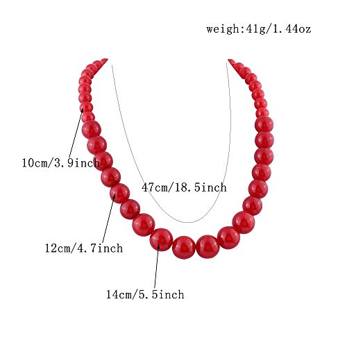Handmade Faux Pearl Necklace and Clip on Earrings Jewelry Sets for Women Bib Choker Collar Necklace - color: Red-Necklace+Tassel Clip Earrings