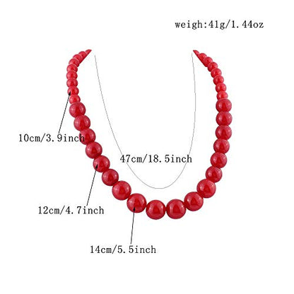 Handmade Faux Pearl Necklace and Clip on Earrings Jewelry Sets for Women Bib Choker Collar Necklace - color: Red-Necklace+Tassel Clip Earrings