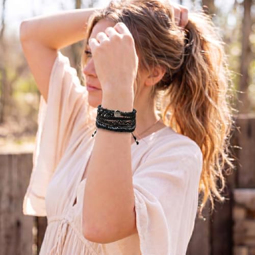 Wakami Charm Bracelet Stack Beaded Stackable Bracelets for Women - color: Dark Night | 6.5IN