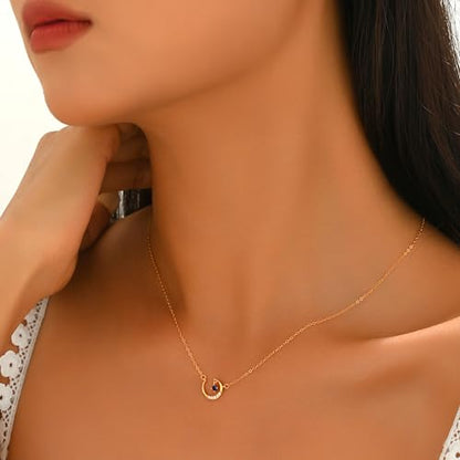 925 Sterling Silver Dainty Crescent Moon Necklace for Women | 14K Gold Plated White Cubic Zirconia Moon and Star Pendant Choker Necklace to Daughter Mother Trendy Wedding Jewelry Gifts - color: Gold C
