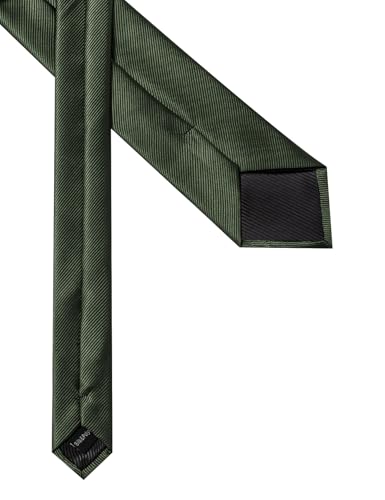 Solid Color Tie and Pocket Square with Tie Clip Lapel Pin Silk Formal Necktie Set Wedding Formal - color: Olive Green