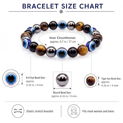 Fesciory Evil Eye Bracelet for Women, Gold Plated Adjustable Chain Jewelry | Blue Evil Eye Charm Bracelet, Lucky Amulet Symbolism, Dainty Adjustable Chain, Daily wear, Jewelry gifts - color: Blue-1