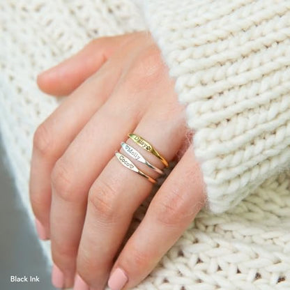 CAITLYNMINIMALIST 18K Gold Sterling Silver Name Ring Skinny Stackable Custom Name Ring Personalized Stacking Rings Gift for Bridesmaids