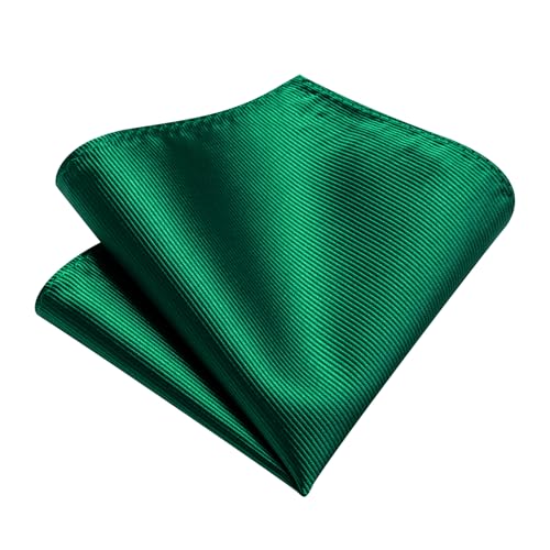Solid Color Tie and Pocket Square with Tie Clip Lapel Pin Silk Formal Necktie Set Wedding Formal - color: Emerald Green