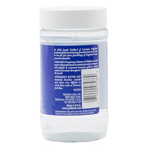 Goddard's Silver Cleaner Dip, Instant Tarnish Remover, Silver Polish, 10 oz | Instantly Removes Tarnish with No Scrubbing, Ideal for Silverware, Sterling Silver Jewelry & Intricate Filigree - size: 10 Fl Oz (Pack of 1)