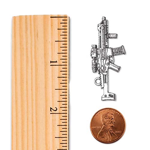 Silver Customized Charm Bracelet with Cubic Zirconia Jewelry - style: Assault Rifle