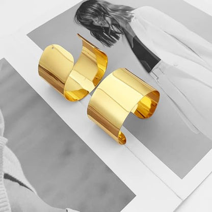 Wide Cuff Chunky Gold Bracelets for Women Open Cuff Bangles Wrist Cuff Bracelets for Women - style: Gold