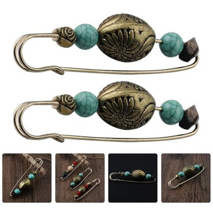VILLCASE 2pcs Vintage Cardigan Brooch Pin Set Retro Collar Shawl Clips for Women Sweater Accessories
