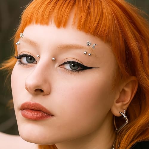 3Pcs Eyebrow Rings, 16G Threaded Gold Rook Earrings Piercing Jewelry for Women Men 316L Stainless Steel Lip Labret Barbells Ring - color: Silver, size: 16 gauge(1.2mm)-6mm