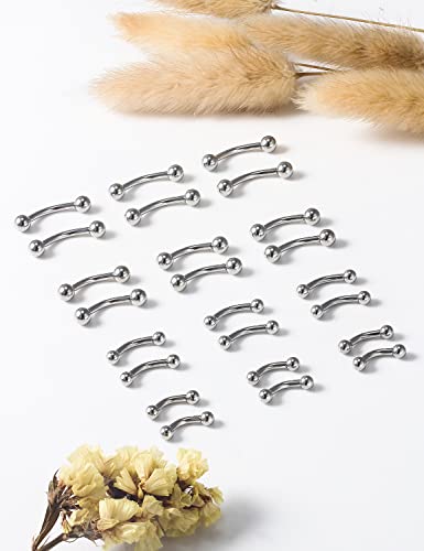 20G 16G 14G 12G Eyebrow Piercing Jewelry Surgical Steel Curved Barbell Eyebrow Ring Vertical Labret Lip Jewelry Rook Daith Earrings Piercing Jewelry for Women Men 6mm 8mm 10mm 12mm 14mm - color: 12G-Silver