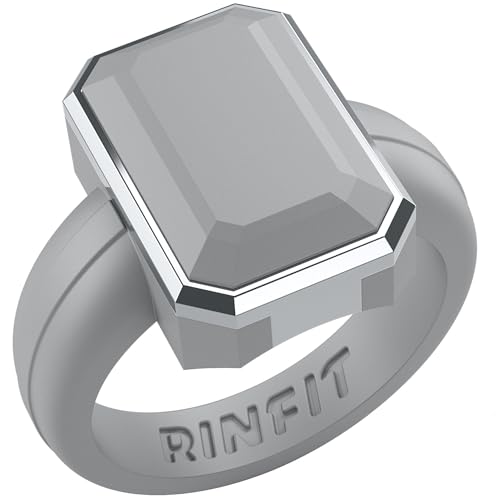 Patented Metal-Framed Silicone Rings - Emerald Collection - color: Pack R - Gray / Metal Silver