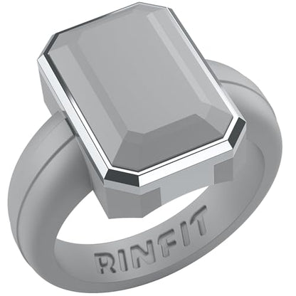 Rinfit Emerald Silicone Ring with Stainless Steel Frame - color: Pack R - Gray / Metal Silver