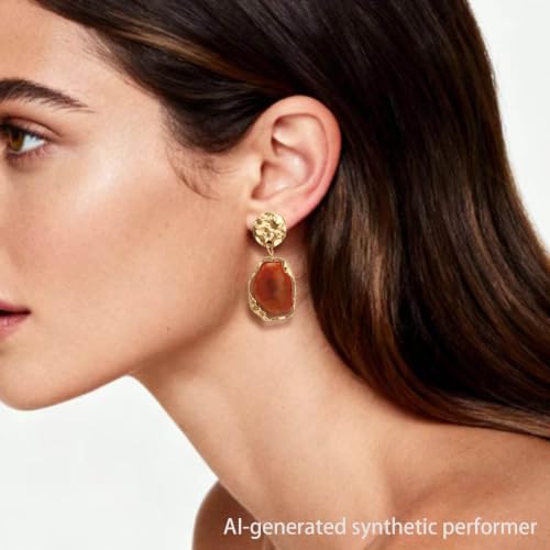 Dr's gift Chunky Leopard Print Earrings for Women 14K Gold Plated Statement Huggie Hoop Earrings Brown Acrylic Tortoise Resin Cheetah Trendy Jewelry - color: Brown 1