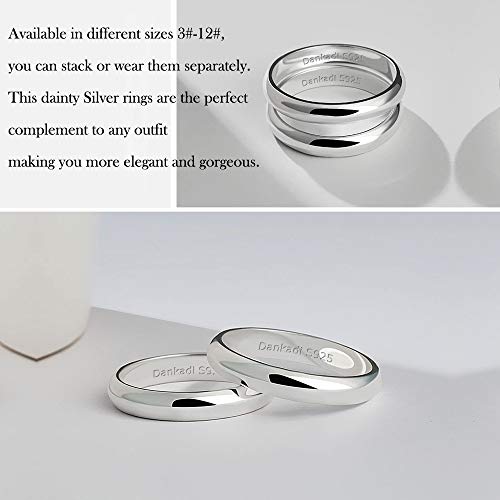 Dankadi Simple Fashion S925 Sterling Silver Ring Smooth Plain Dome Comfort Solid Silver Wedding Ring For Men & Women 3.5 mm 3-13# 24k Real Gold Plated Jewelry - color: Simple style silver