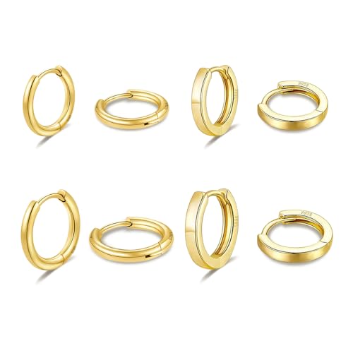 Huggie Hoop Earrings Small Hypoallergenic 14K Gold Plated Huggie Earrings For Women Simple Huggie Stud Earrings - color: Gold-10/10/12/12mm