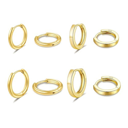 Huggie Hoop Earrings Small Hypoallergenic 14K Gold Plated Huggie Earrings For Women Simple Huggie Stud Earrings - color: Gold-10/10/12/12mm