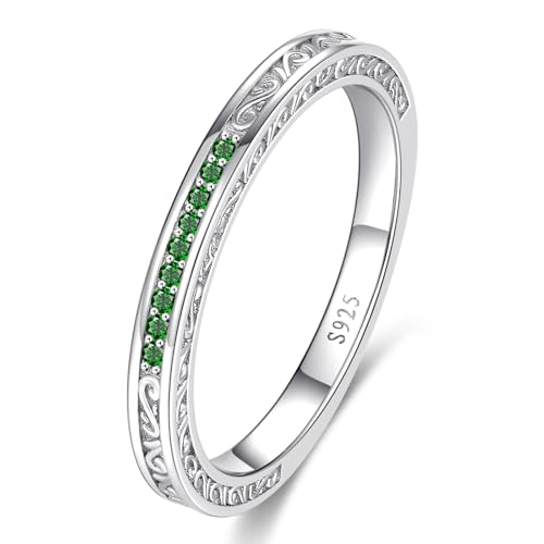 Yaresul Vintage Celtic Knot Women's Engagement Ring Sets Size 5-9 | 925 Sterling Silver/14K Gold Plated Stackable Wedding Bands Rings Cubic Zirconia Women Bridal Sets Wedding Ring Band - color: G5-Silver-May-Wedding Band