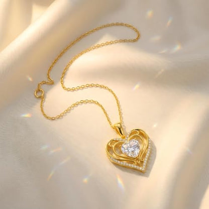KQ&TTENG Heart Necklaces for Women 14K Gold Plating Hearts Necklace CZ Romantic Rose Pendant Mothers Day Anniversary Birthday Gift for Wife Mom Her - style: 13-Filigree Heart Necklace