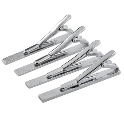 4 Pcs Stainless Steel Tie Clips for Men Classic Tie Bar Clip for Formal Business Wedding Party Fathers Day Gift - style: Classic