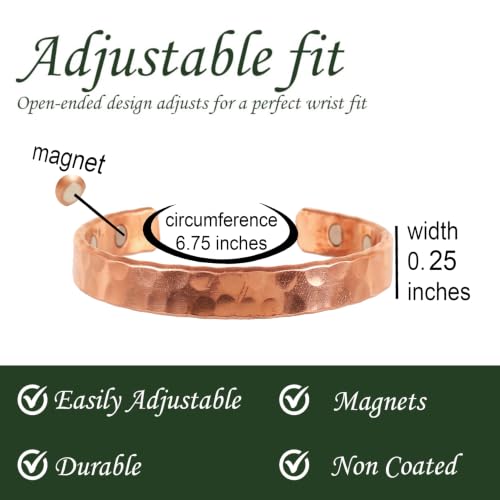 Touchstone Copper Bracelet Tibetan Style. Hand Forged with Solid and high Gauge Pure Copper. Hammered Look.KRBRA021-01-C_REM - style: 1 Hammered 1