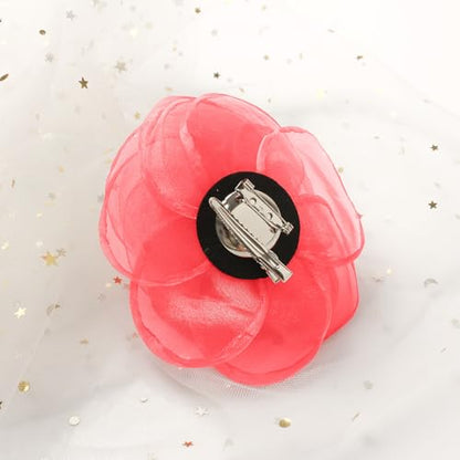 Women's Lovely Flower Brooches and Hair Clips | Rose and Floral Accessories | Hair Pins and Brooch Set for Women - color: Pink