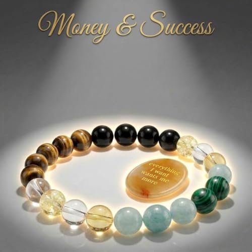 8MM Beaded Stretch Bracelet Gift Set-Natural Healing Crystal | Handmade, Ideal Gift,Unisex, Various Natural Stone ,For Healing&Stress Relief&Money&Protection, For Meditation & Yoga - color: Yellow
