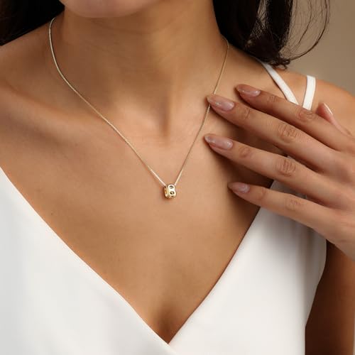 14K Gold Plated Bubble Letter Necklace, Tarnish Free and Waterproof Dainty Initial Necklace for Women, Trendy Personalized Gold Jewelry Gift for Her - color: Gold, style: B