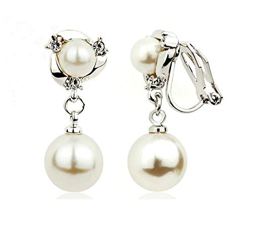 Clip On Earring For Women Pearl Non Pierced Clip Earrings - color: clip-on silver