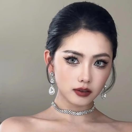 Elegant Rhinestone Statement Earrings Sparkly Cluster Crystal Drop Dangle Earrings Teardrop Chandelier Earrings Wedding Bridal Prom Earrings for Women - color: A:White