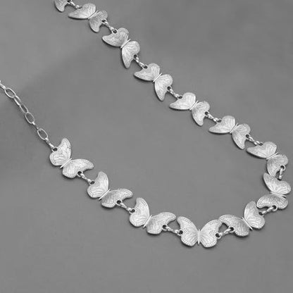 Waist Chain Belts Women Girls Metal Belly Link | Adjustable Waist Belt for Jeans and Dress - color: Silver Butterfly, size: L: 53.1 in