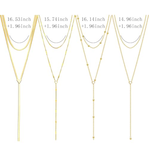 NEWITIN 6 Pieces Pendant Layered Necklaces for Women Gold Necklace Set | Hypoallergenic, Gold Plated, Cubic Zirconia, Cuban Link, Snake Chain, Stackable Chains Choker, Layering Necklace, Women Gifts - color: Gold Delicate