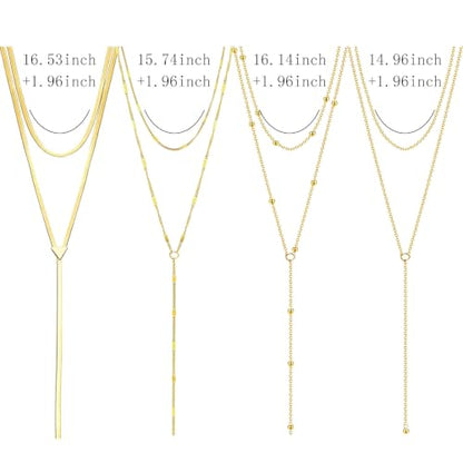 NEWITIN 6 Pieces Pendant Layered Necklaces for Women Gold Necklace Set | Hypoallergenic, Gold Plated, Cubic Zirconia, Cuban Link, Snake Chain, Stackable Chains Choker, Layering Necklace, Women Gifts - color: Gold Delicate