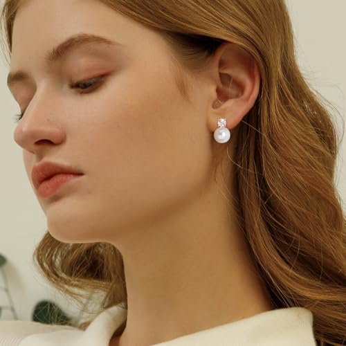Awinesn Pearl Clip on Earrings for Women 14K Gold Silver Plated Pearl Earrings Cubic Zirconia Non Pierced Earrings for Women Jewelry Gifts Wedding Party - color: CZ-gold-12mm