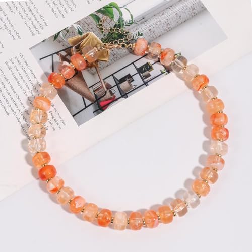 KOSMOS-LI Colorful Beaded Necklace for Women Unique Resin Beads Choker Necklaces Boho Statement Chunky Necklace Summer Vacation Jewelry - color: melon red