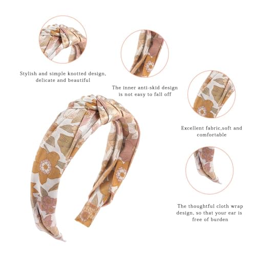 Madison Tyler Boho Headbands - Top Knot With Rhinestones, Elastic, Non Slip - Outdoor & Party - color: Silver Wire Flowers Headbands