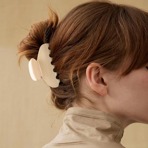 MAORULU Medium Cute Acetate Hair Claw Clips for Women Girls, 3 Inch Cherry Red Claw Clips for Thin & Medium Thick Hair, Durable French Banana Clip with Gift Box (Beige) - color: Beige