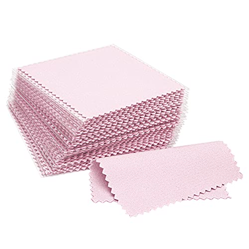 CATIFLIN 100pcs Jewelry Cleaning Cloth, Silver Polishing Cloth Individually Wrapped, Small Jewelry Polishing Cloth for Sterling Silver, Gold, Platinum and More (Pink, 3.15" x 3.15") - color: Pink