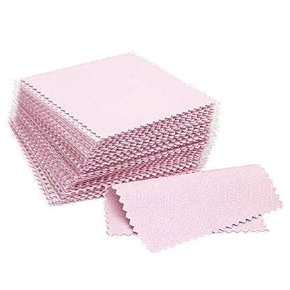 CATIFLIN 100pcs Jewelry Cleaning Cloth, Silver Polishing Cloth Individually Wrapped, Small Jewelry Polishing Cloth for Sterling Silver, Gold, Platinum and More (Pink, 3.15" x 3.15") - color: Pink