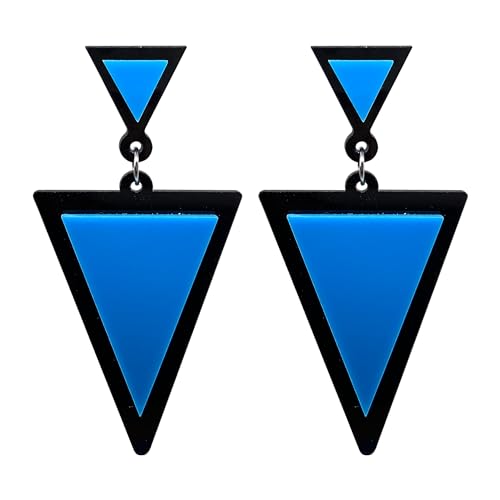 Acrylic Geometric Earrings for Women Girls Retro Fashion Acrylic Triangle Dangle Drop Earrings Resin Colourful Neon Statement Earrings Jewelry Gifts - color: blue
