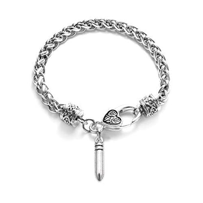 Silver Customized Charm Bracelet with Cubic Zirconia Jewelry - style: Petite Bullet
