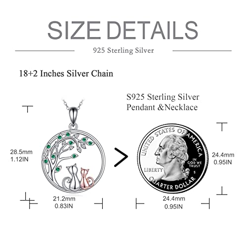 925 Sterling Silver Moon Black Cat Necklace for Women Cat Jewelry - style: B-2 Cat Tree of Life Necklace