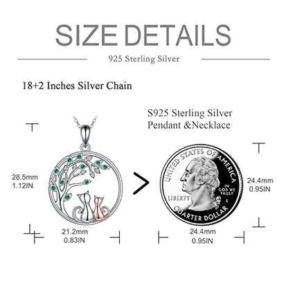 925 Sterling Silver Moon Black Cat Necklace for Women Cat Jewelry - style: B-2 Cat Tree of Life Necklace