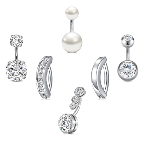 VCMART Belly Button Ring Short Bar Belly Ring Short Belly Button Rings Surgical Steel 6mm Belly Rings for Women Small Belly Button Piercing Navel Rings Piercing Jewelry - color: F -silver